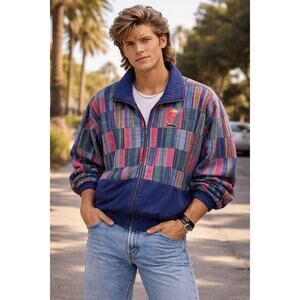 Vintage Lavon Sport Golf Color Block Printed Jacket Crown Embroidery Size M